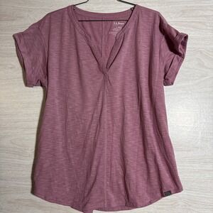 women's L.L.Bean Streamside split-neck shirt, size Large Regular Pink